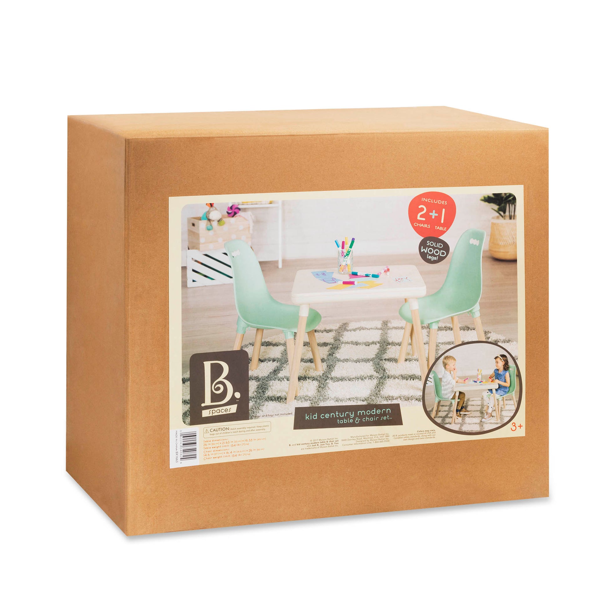 Kid Century Modern: Table & Chair Set - Mint