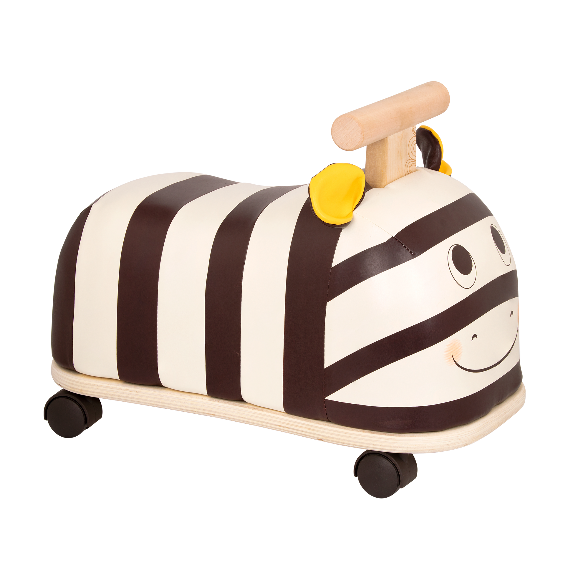 Wooden zebra ride-on.
