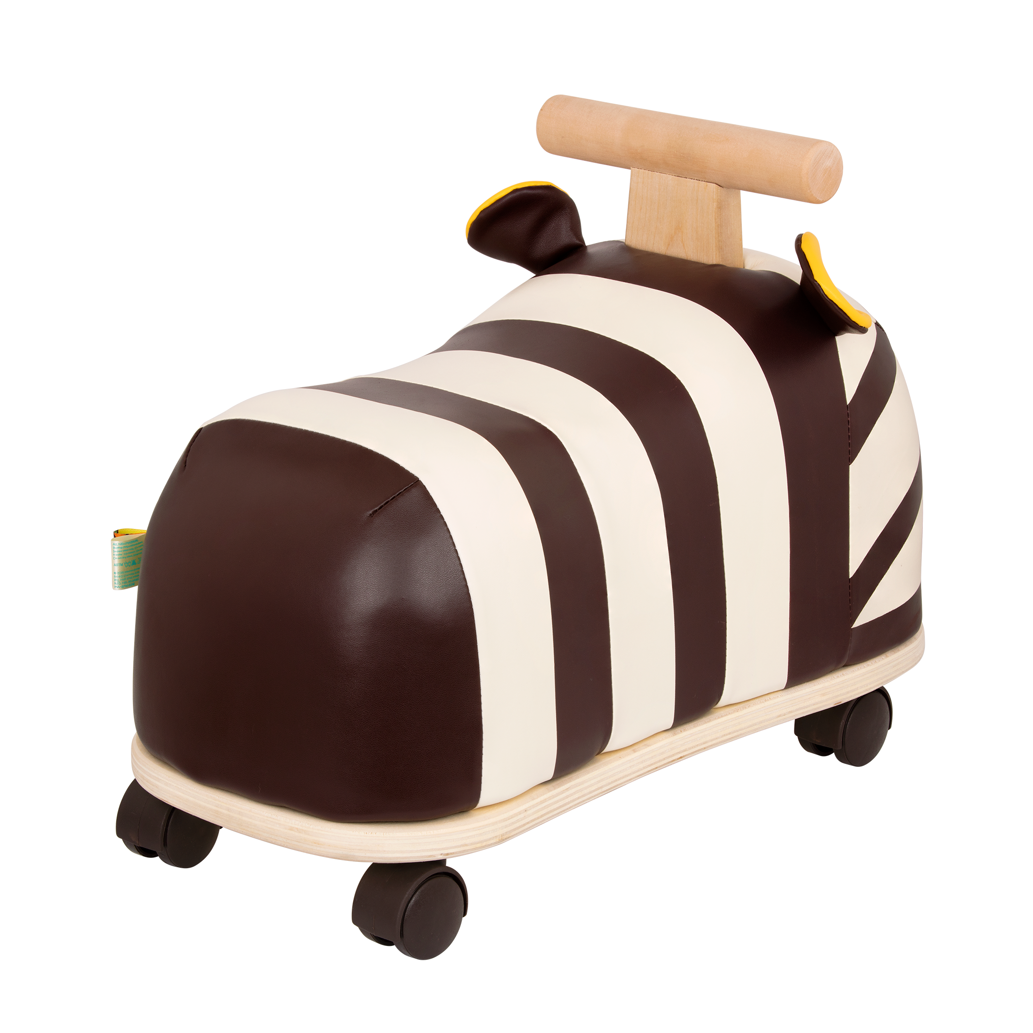 Wooden zebra ride-on.