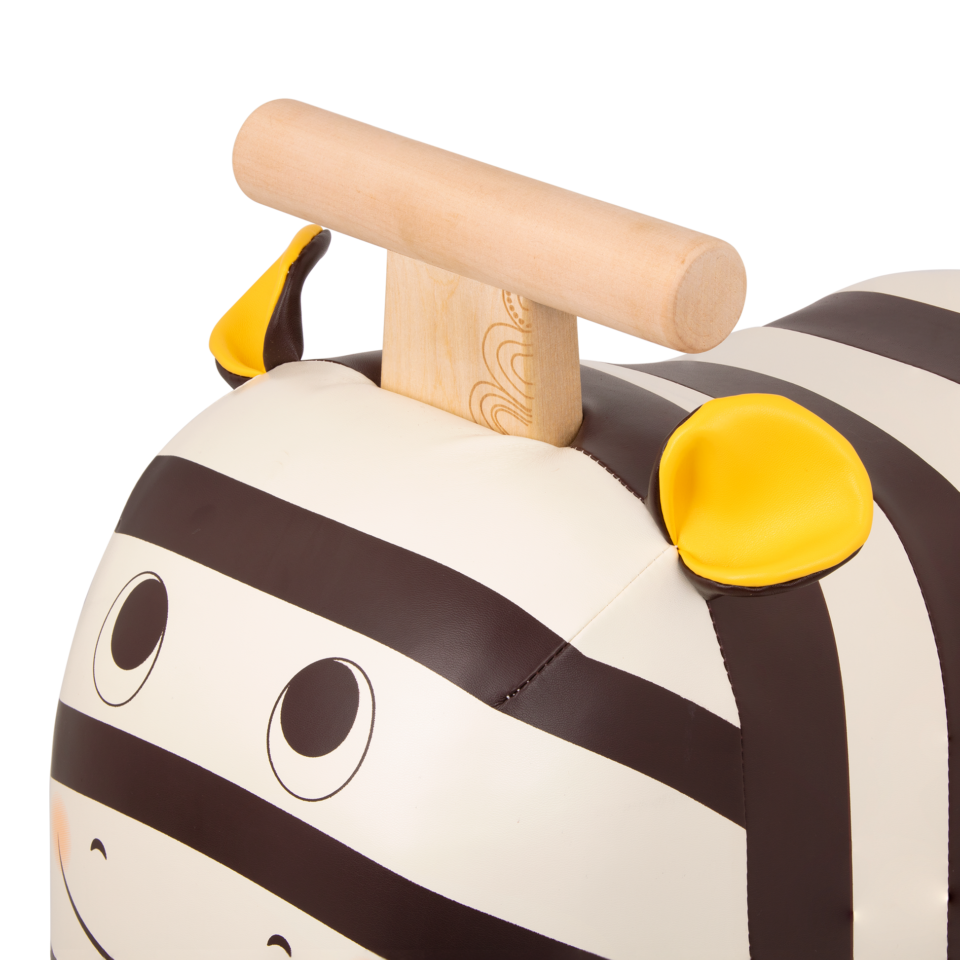 Wooden zebra ride-on.