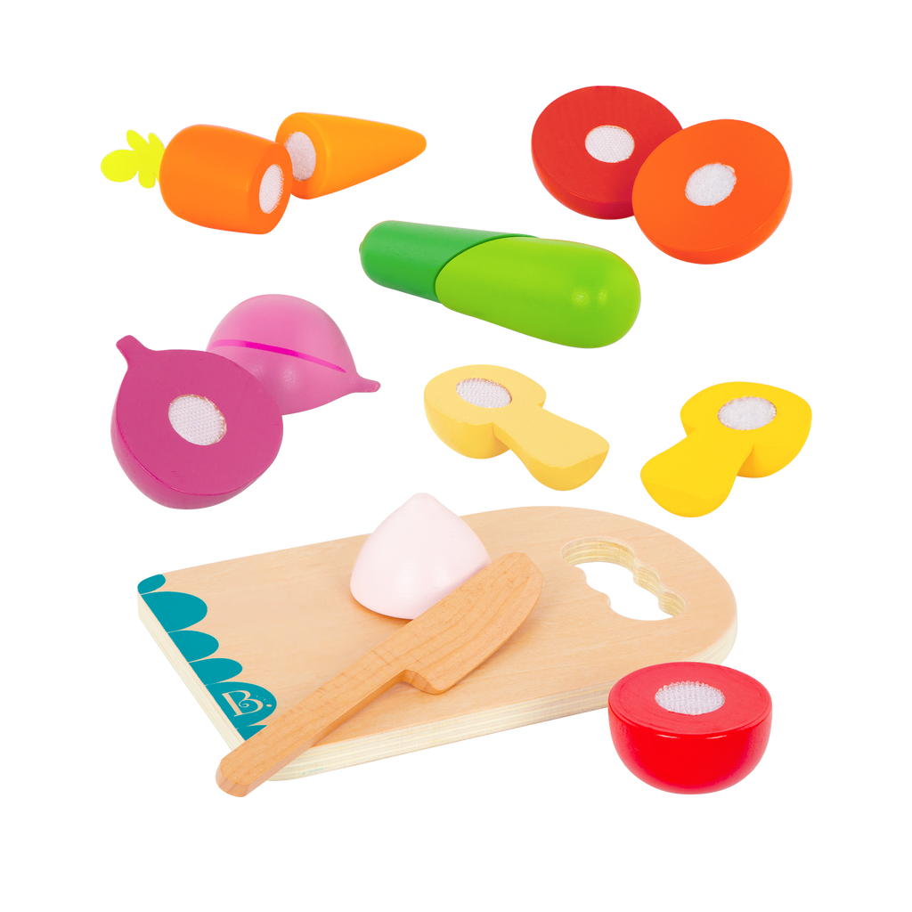 Wooden toy vegetables.