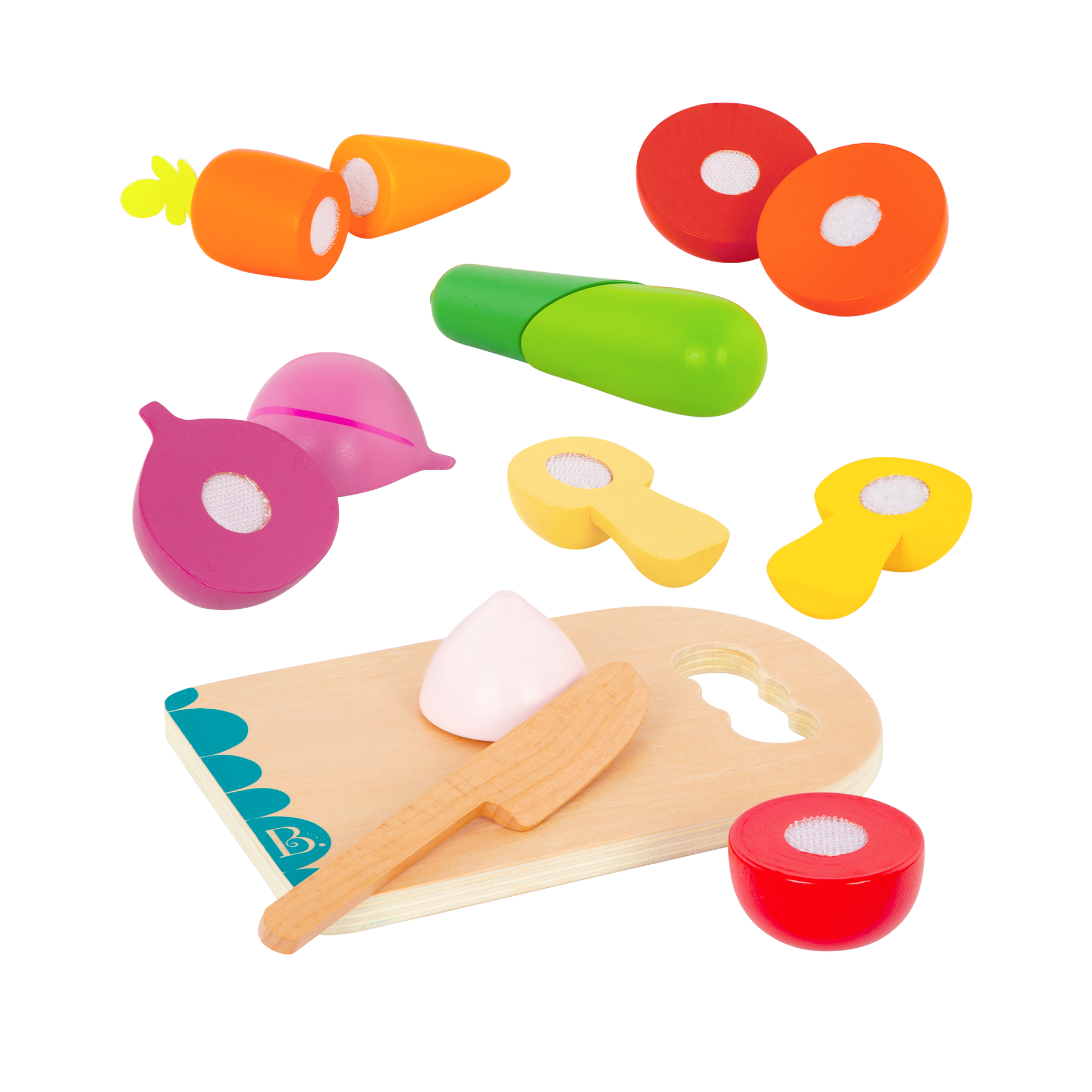 Wooden toy vegetables.