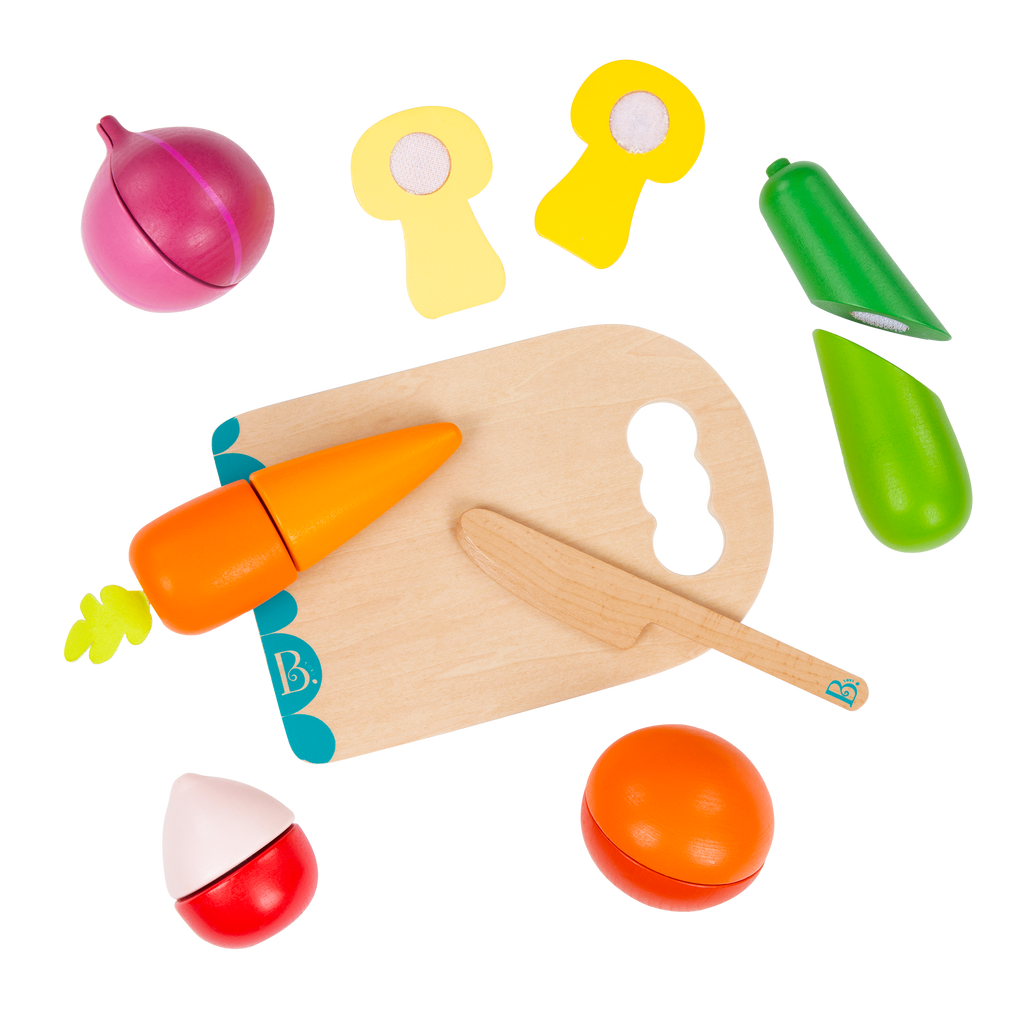 Wooden toy vegetables.