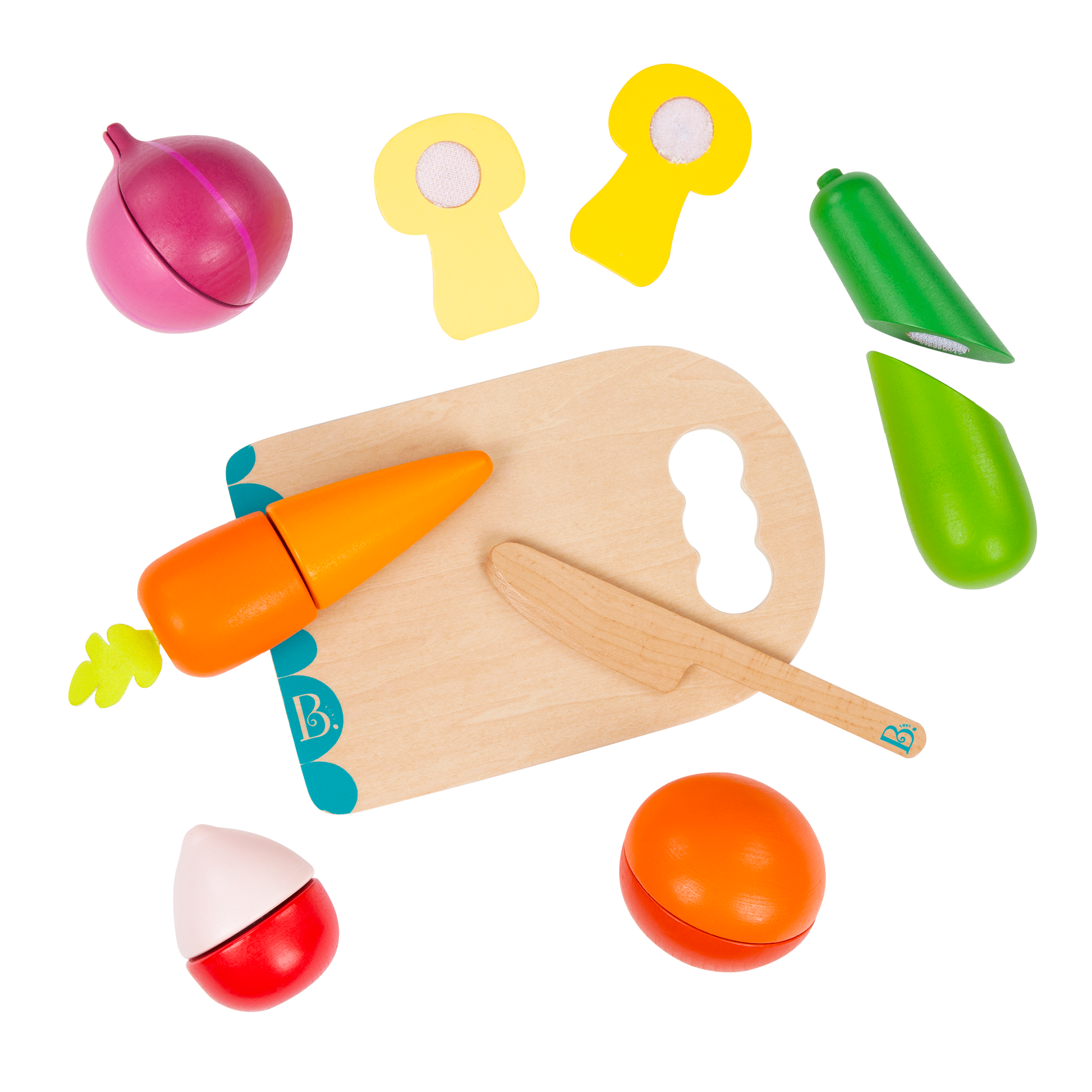 Wooden toy vegetables.