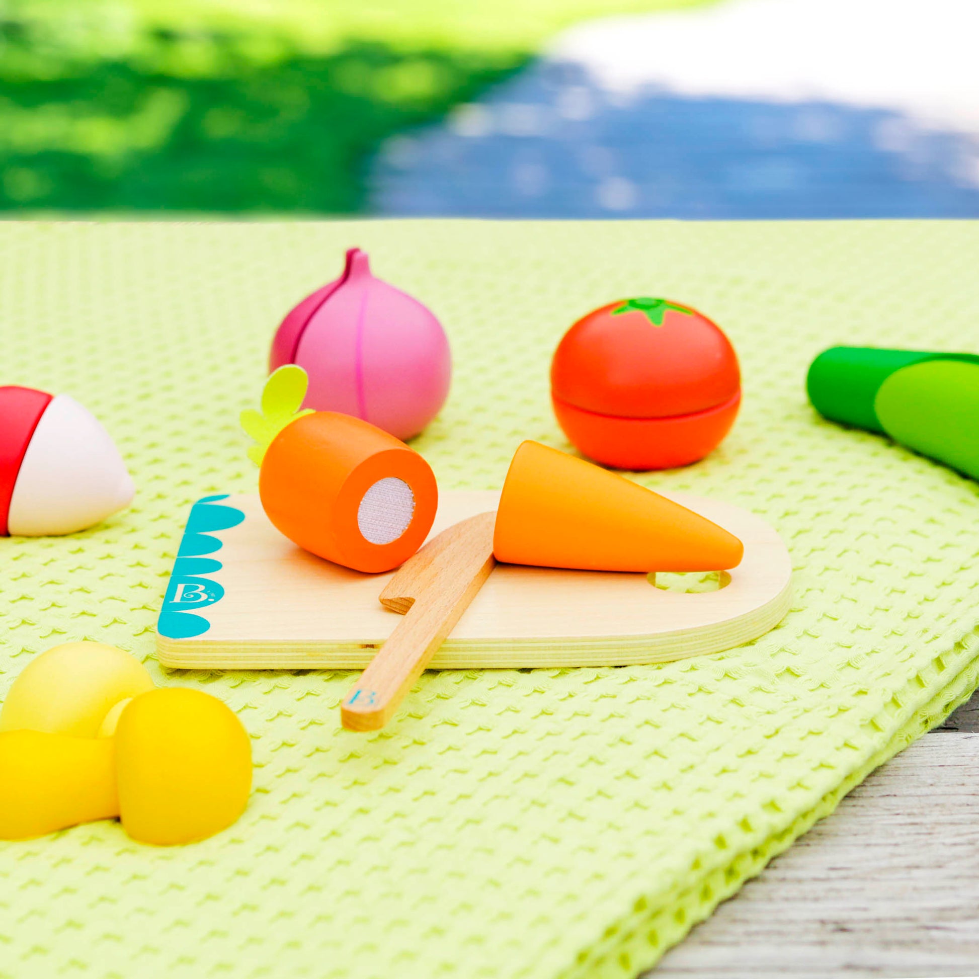 Wooden toy vegetables.