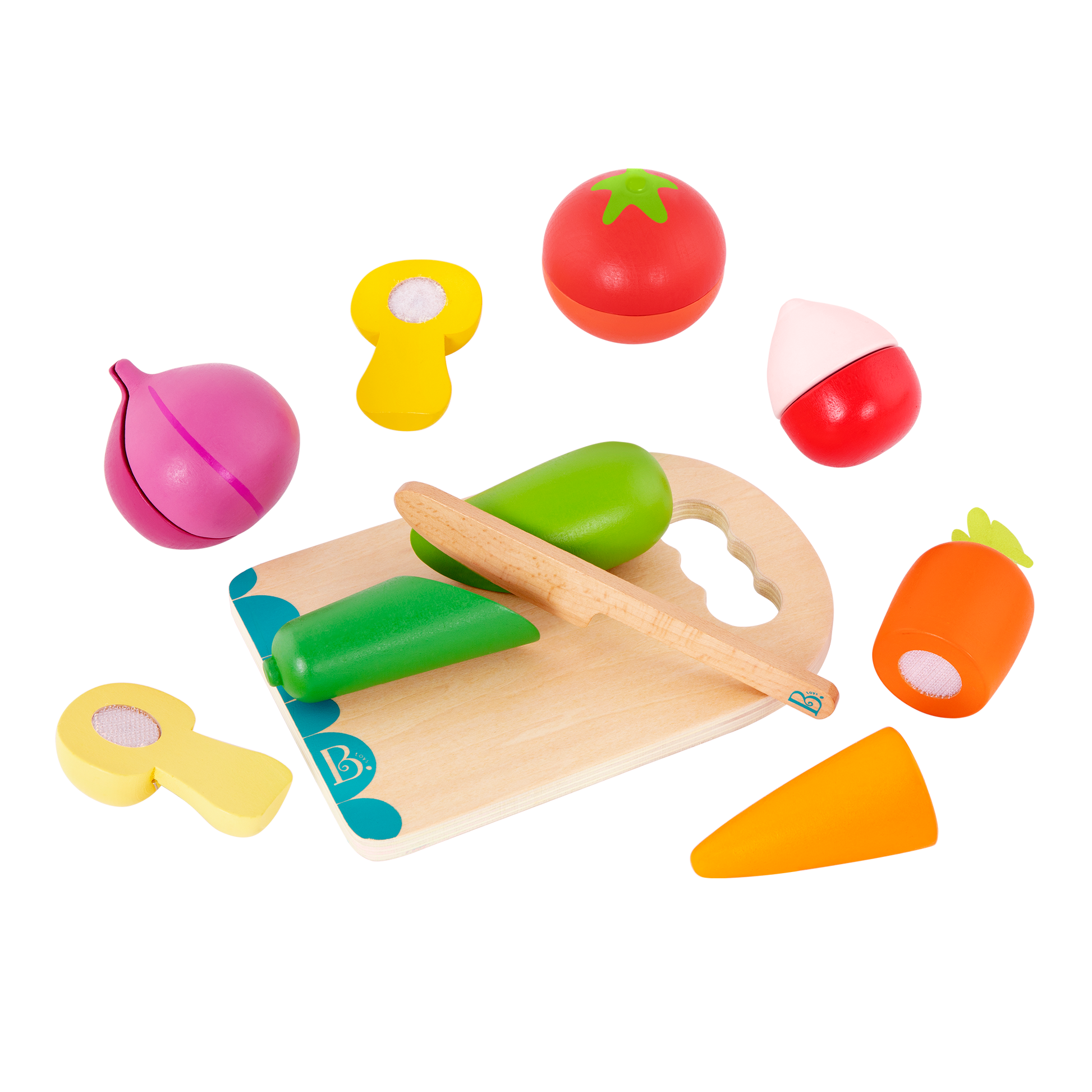Wooden toy vegetables.