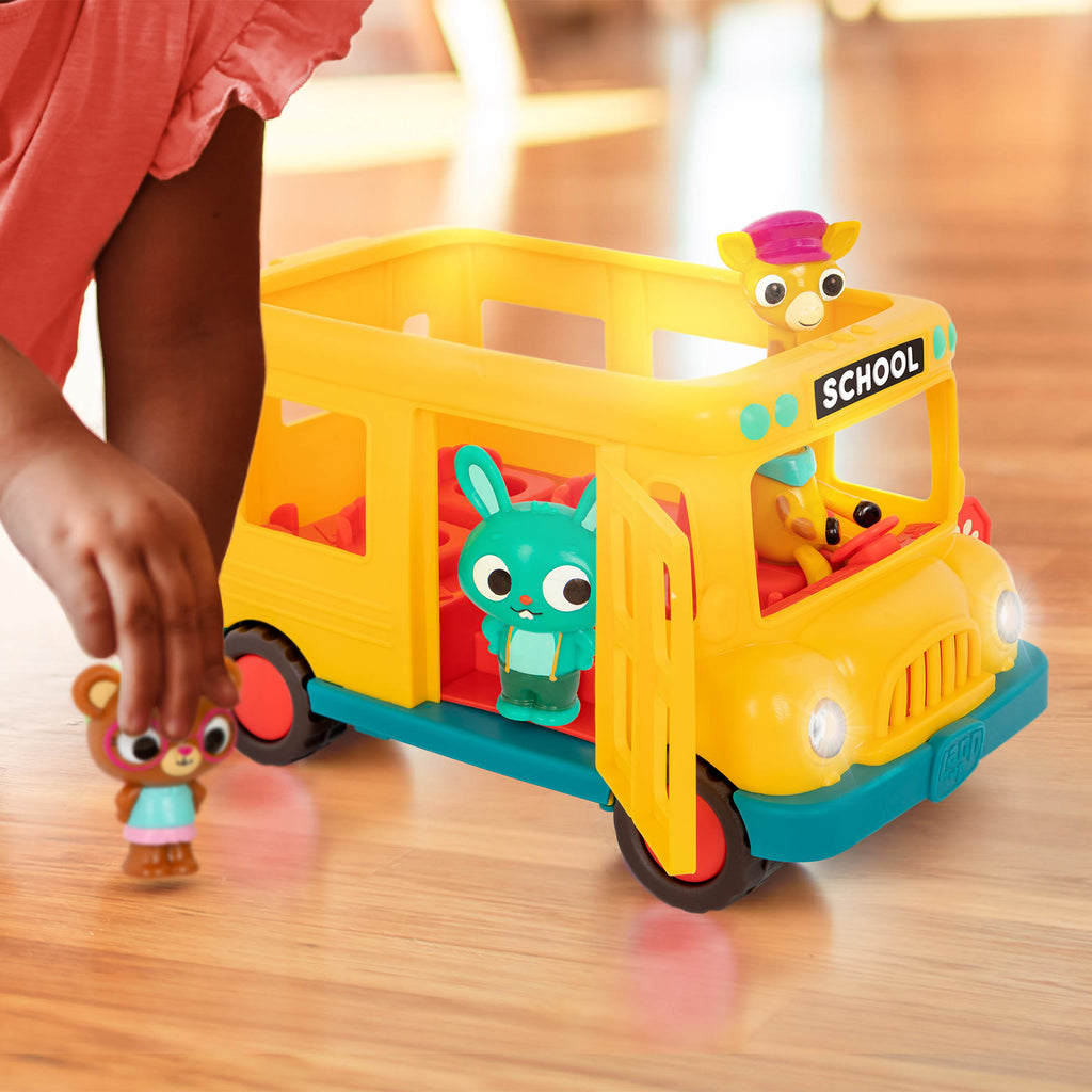 Toy school bus and characters.