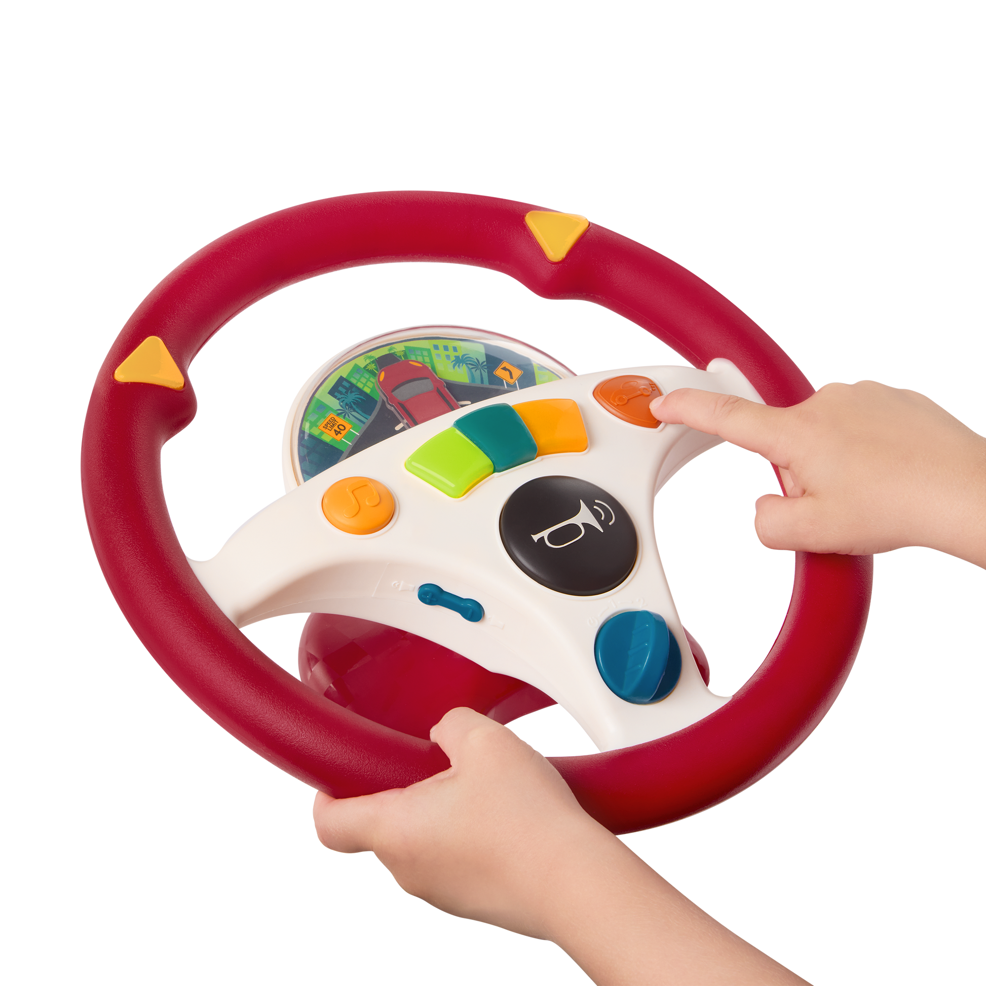 Musical steering wheel car seat toy for toddlers
