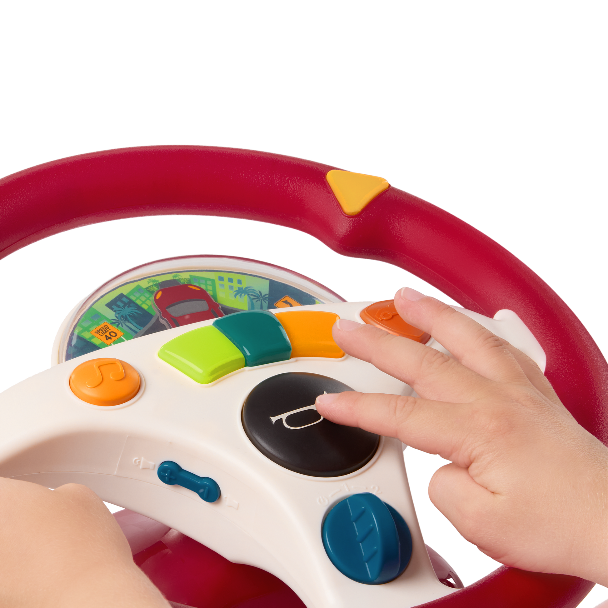 Musical steering wheel car seat toy for toddlers