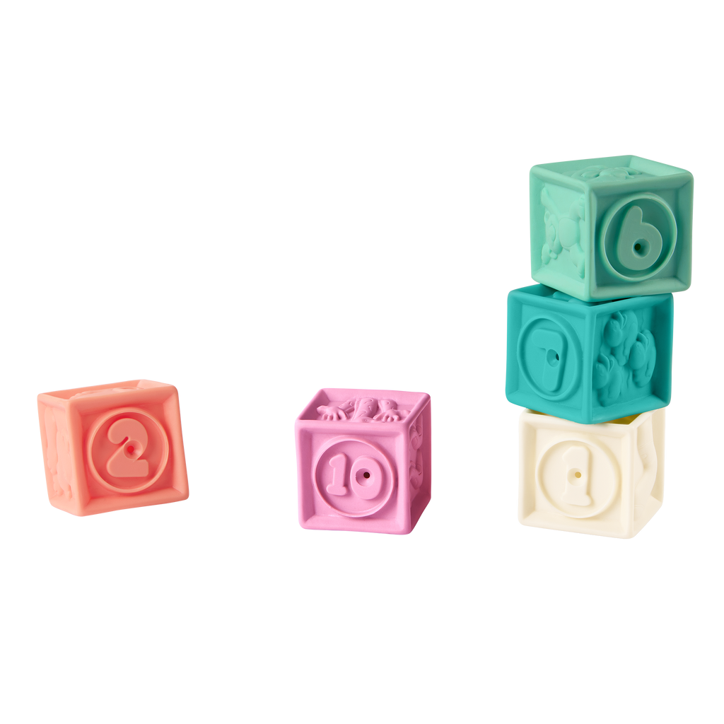 Baby stacking cups with teething-safe silicone type design