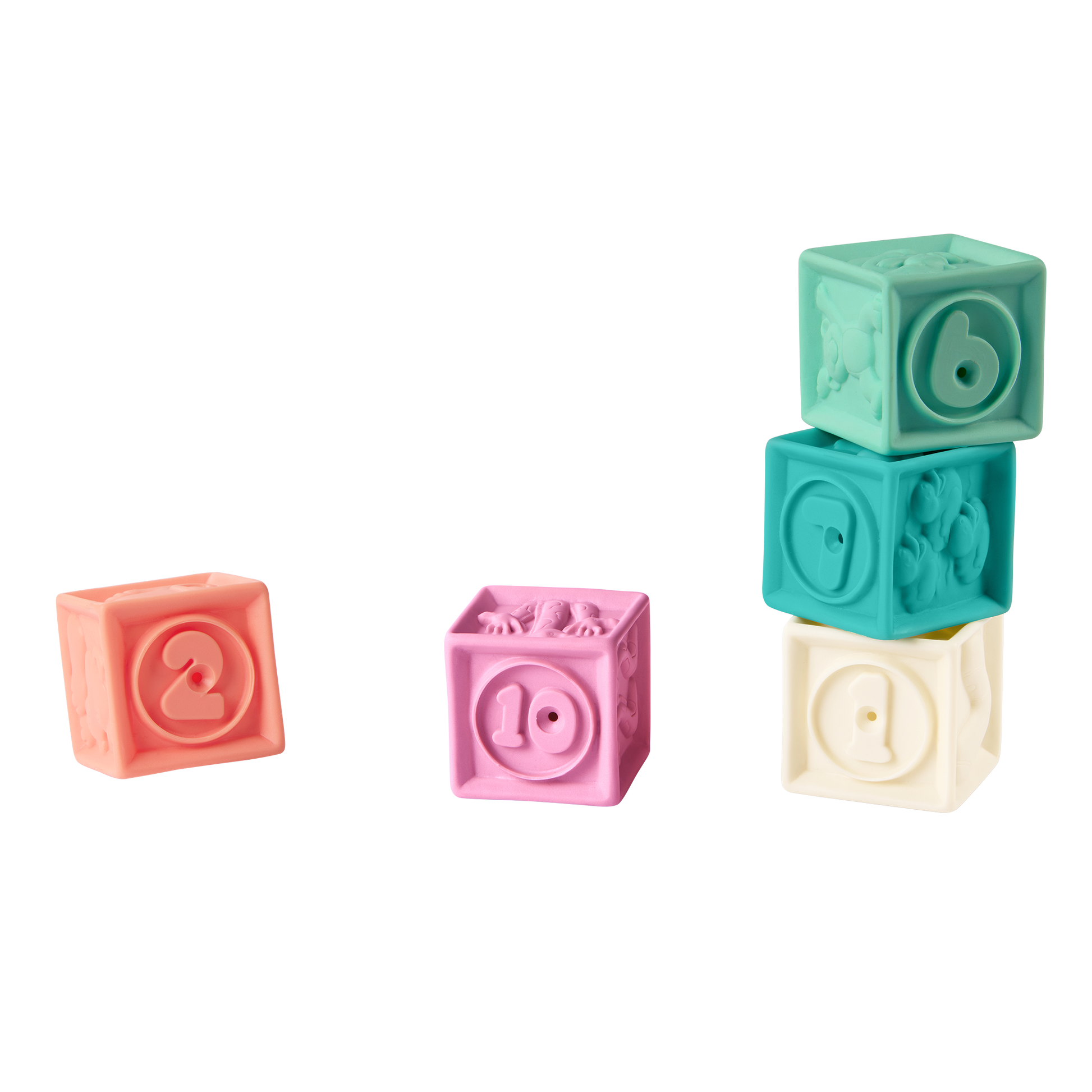 Baby stacking cups with teething-safe silicone type design