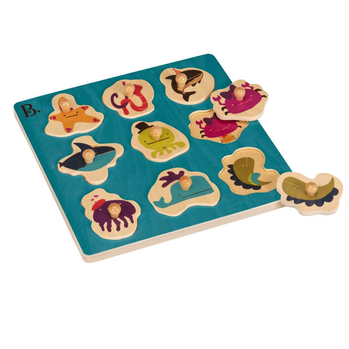 Ocean-themed wooden peg puzzle