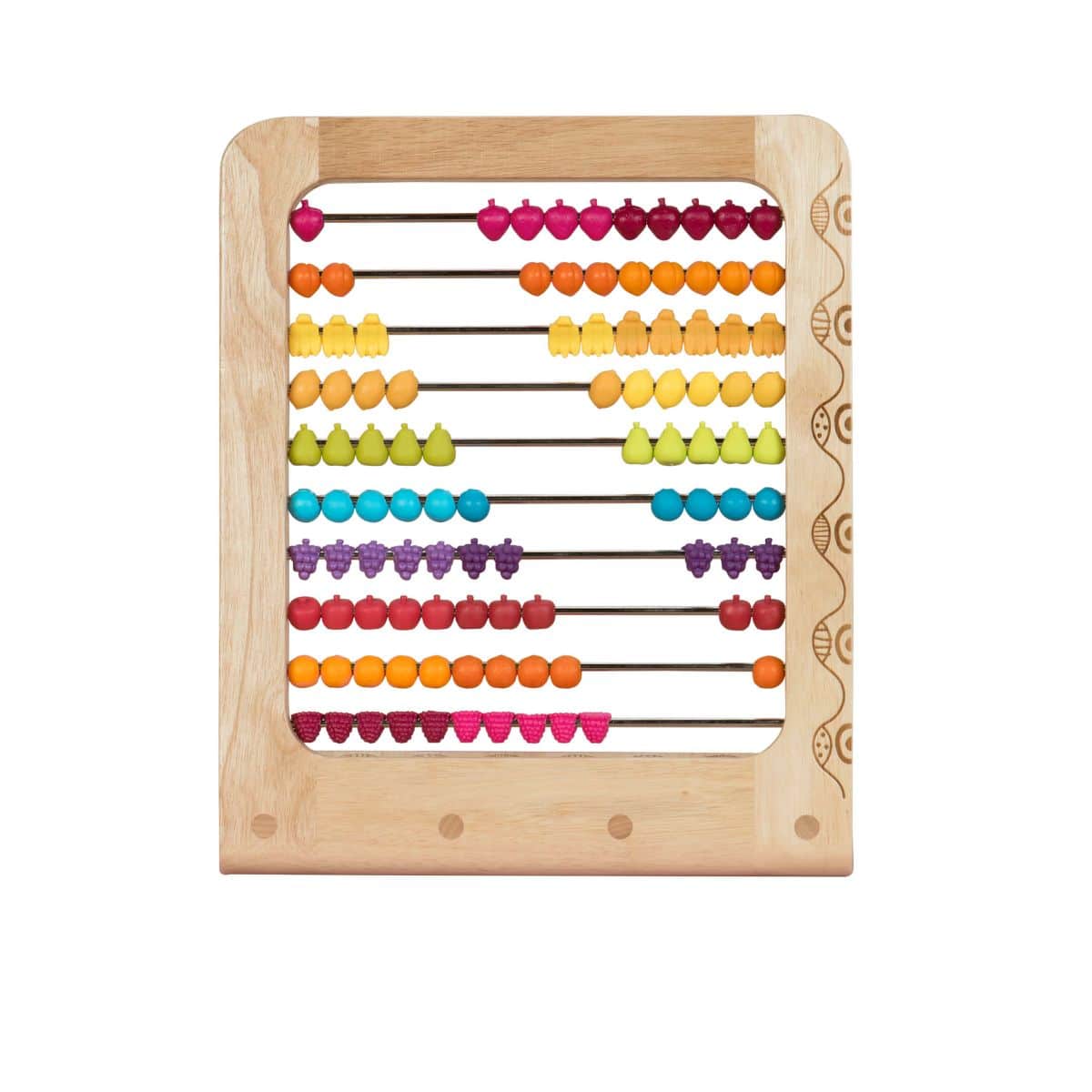 Fruit-themed wooden abacus.