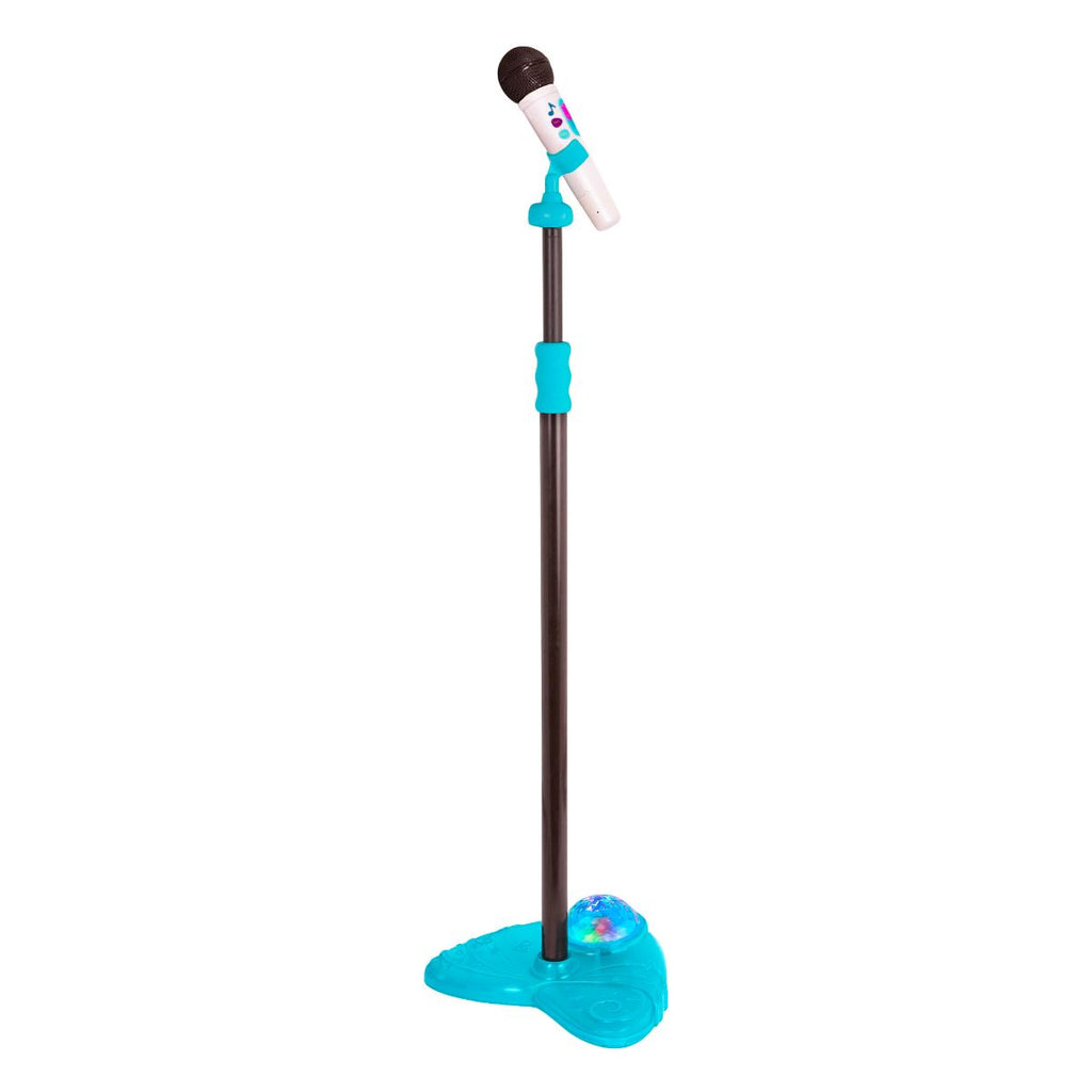 HOMCOM Spielzeugmikrofon mit Ständer mikrofon kinder kinderkaraoke  Musikfunktion Blinkleuchten Verstellbarer Standfuß Rosa 27 x 27 x 90-110  cm