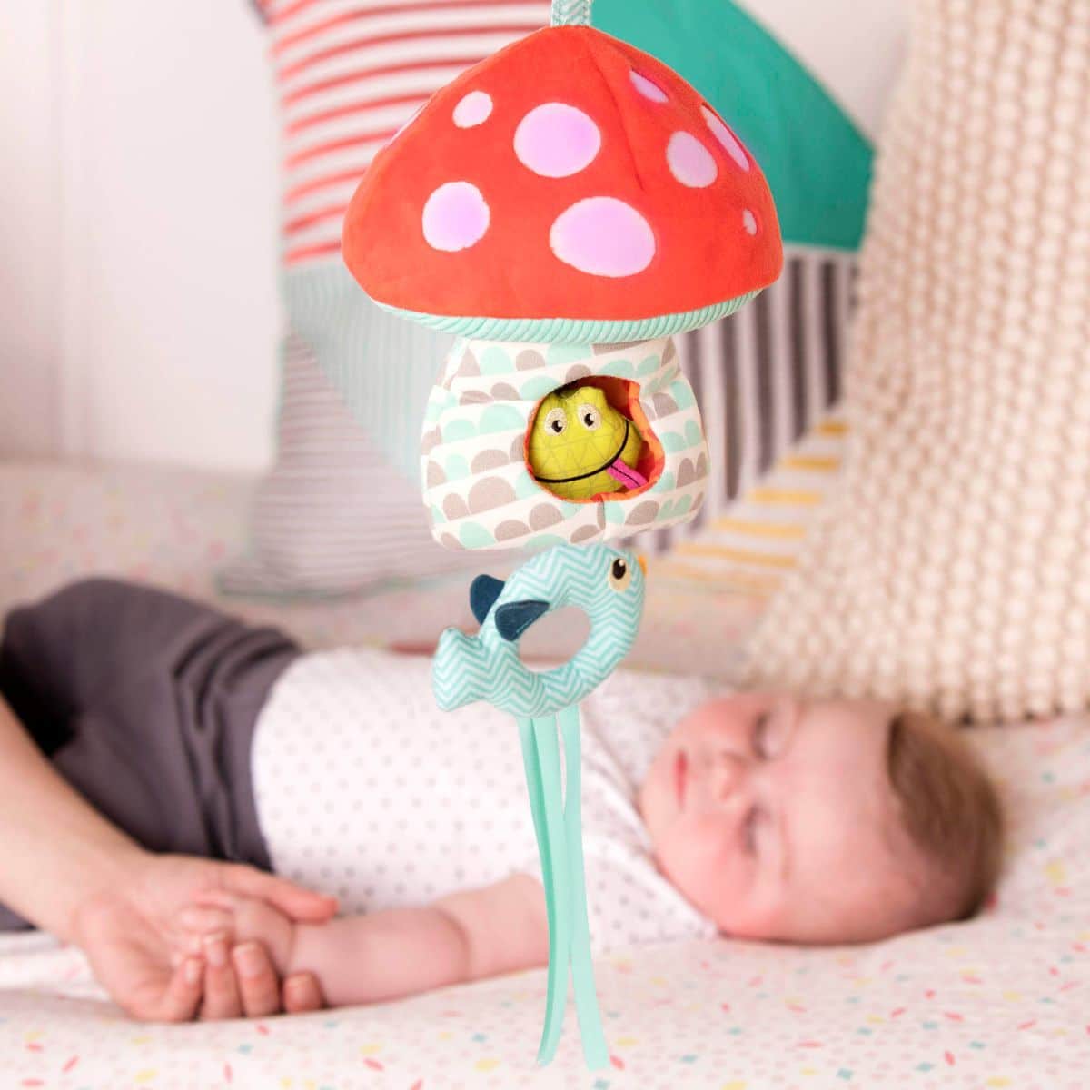 Glowing baby mushroom mobile.