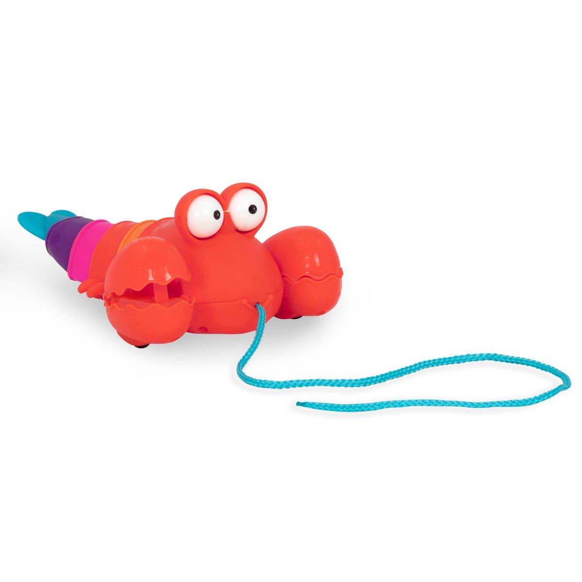 Pull-along lobster toy.