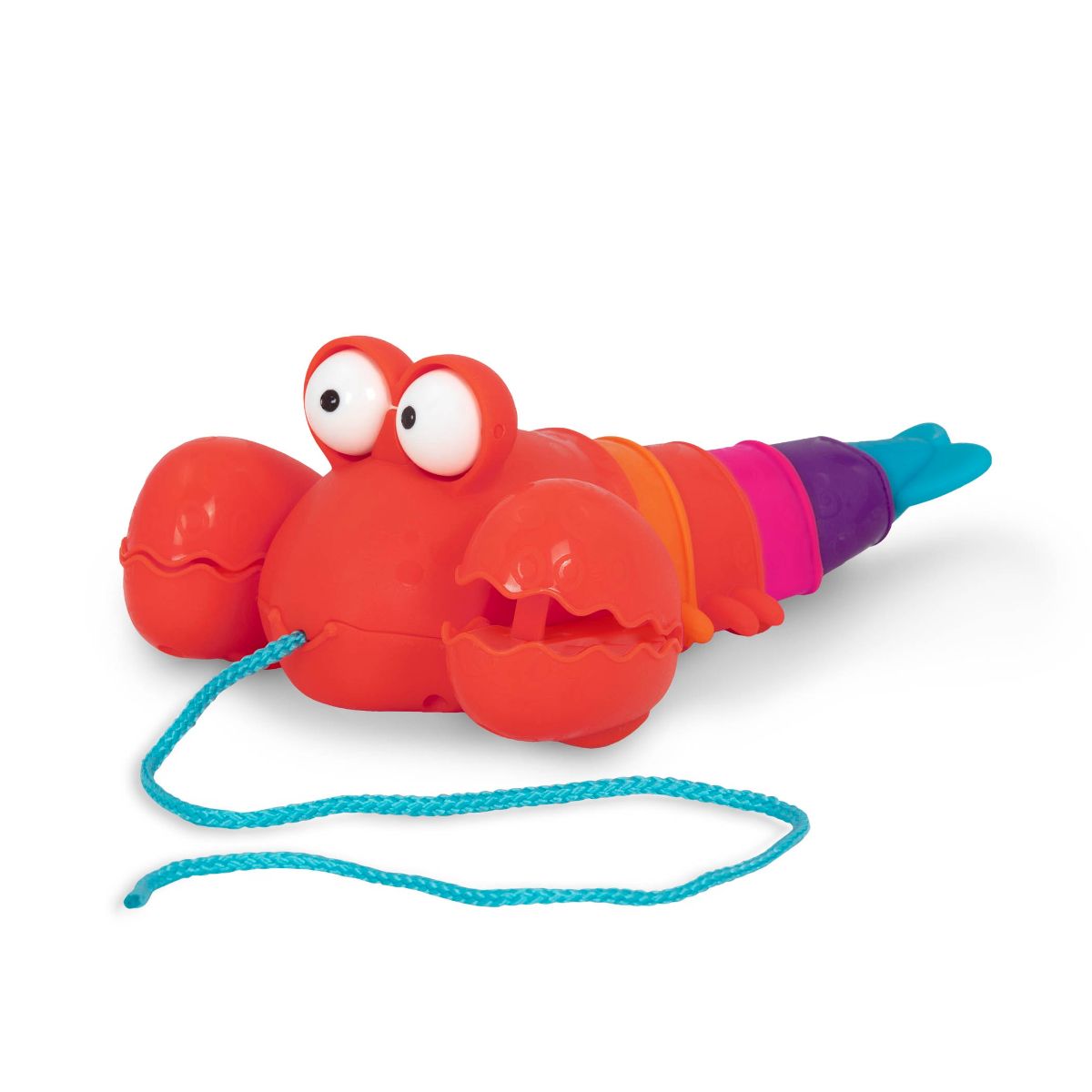 Pull-along lobster toy.