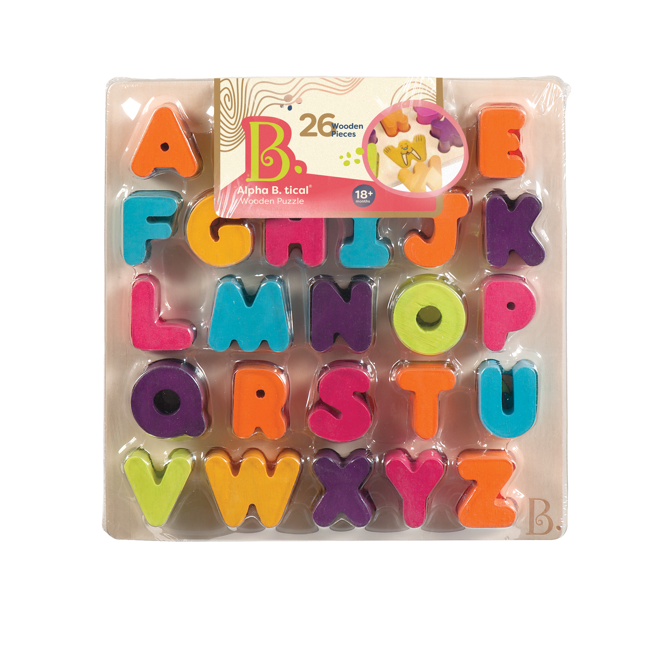 Wooden alphabet puzzle.